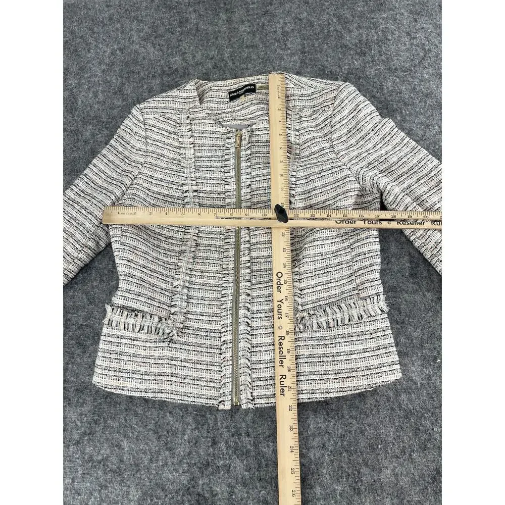 Karl Lagerfeld Blazer Jacket Women 6 White Full Zip Sport Coat Long Sleeve N299